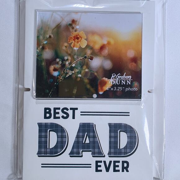 P Graham Dunn "Best Dad" Story Board Linkable Stand-Up Frame Beige Plaid New - Picture 1 of 6